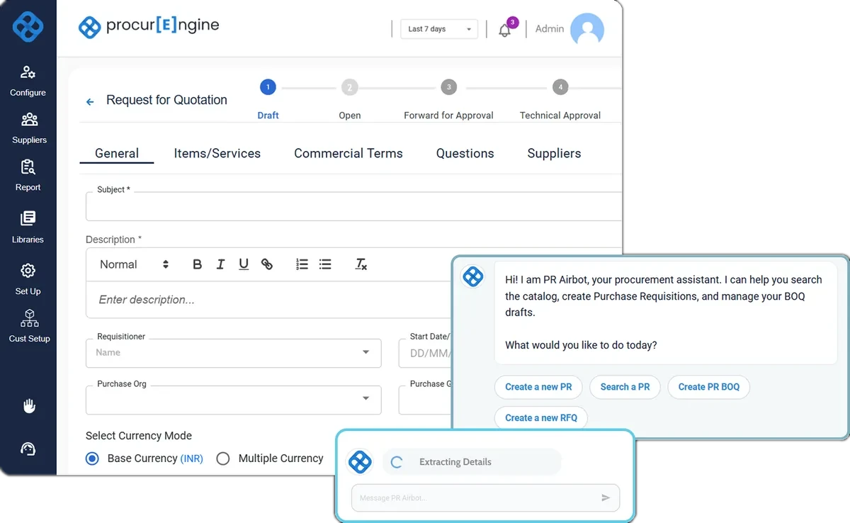 procurEngine AI Assistant conversational workspace